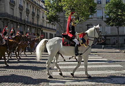 Paris, Frankrig, heste, vagt, kavaleri, regiment, City