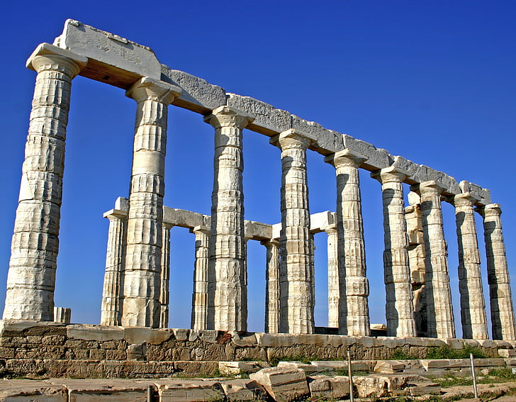Řecko, Poseidon, chrám, starověké, architektonické sloupec, archeologie, ruiny staré