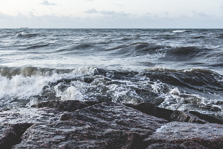 nuotrauka, jūra, bangos, vandenyno, potvyniai, arkliukas, akmenų
