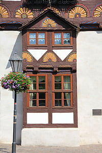 building, truss, fachwerkhaus, home, window, bay window, lantern