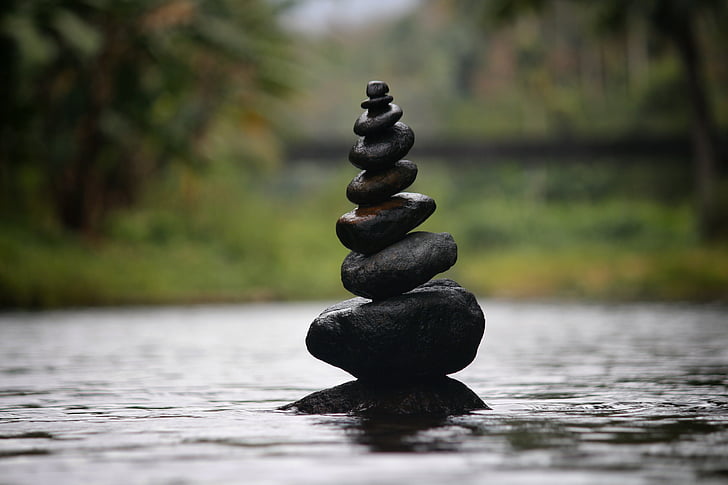 kerikil, kerikil seimbang, air, keseimbangan, batu, alam, batu