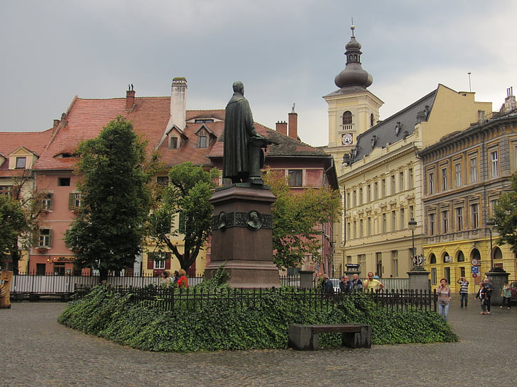 Sibiu, Sedmihradsko, staré město, budovy, Rumunsko, Huet náměstí