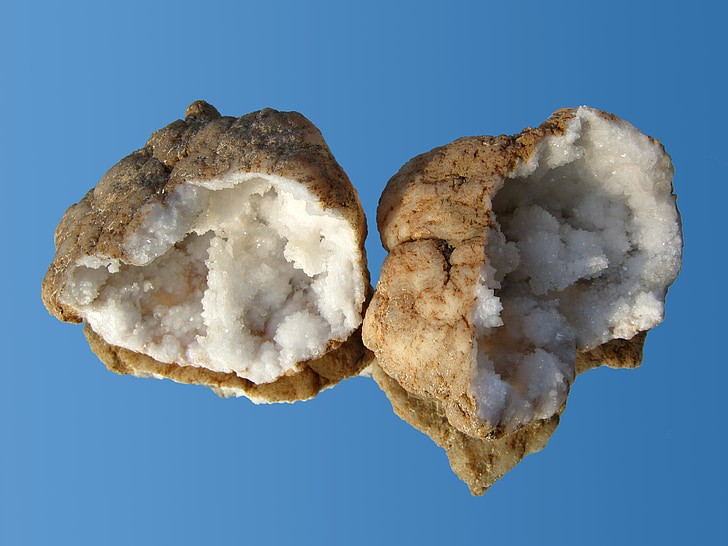 quartz, GEM, minéraux, Rock, cassé vers le haut, moitiés, druze