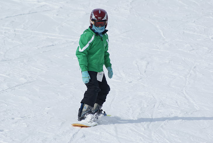 dijete, snowboard, Zima, sportski, snijeg, daskanje na snijegu, aktivni