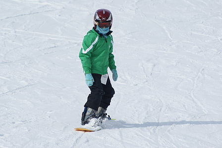 copil, snowboard, iarna, sport, zăpadă, snowboard, activ