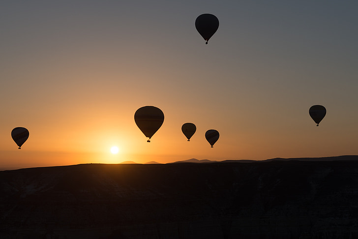 Hot-air ballooning, ballong, Cappadocia, Dawn, kapadokia, ballong, aerostatic globe