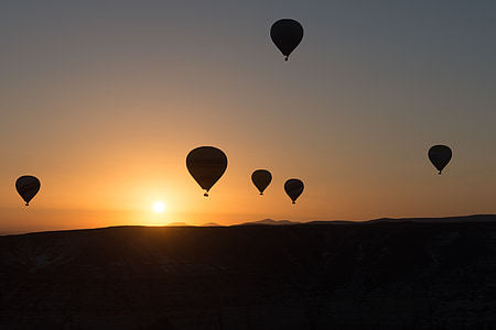 fly med varmluftballong, ballong, Kappadokia, daggry, kapadokia, baloon, aerostatic verden