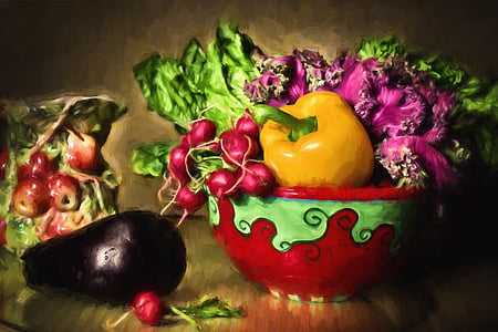 vegetables, still-life, healthy, fresh, food, yellow, green