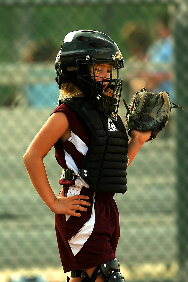 Softball, Spieler, Catcher, Mädchen, Weiblich, Spiel, Wettbewerb