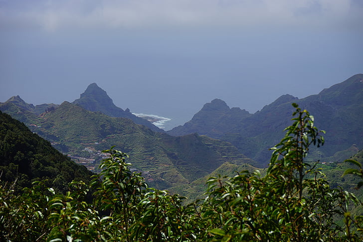 Nézőpont, Tenerife, añana sós völgy hegyek, Kanári-szigetek, Cruz del carmen, Anaga-landschaftspark, Parque rural de anaga