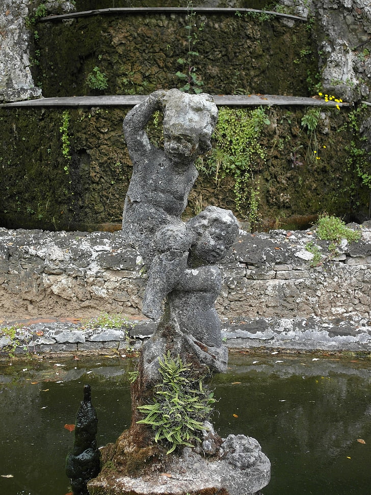 statue, tuscany, garden, italy, stone, naked
