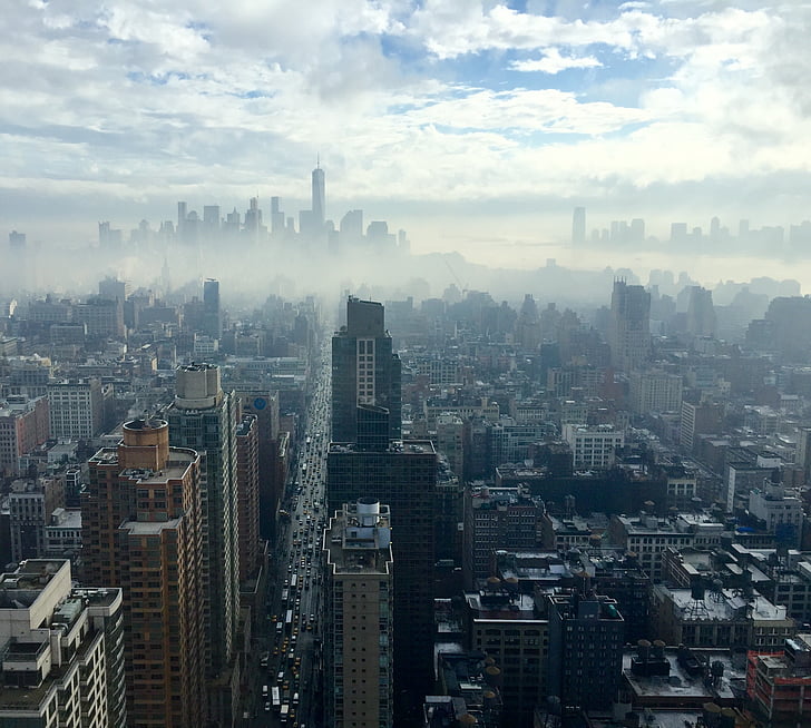 hoonete, City, kõrghoonet, Manhattan, New york, panoraam, kõrghooneid