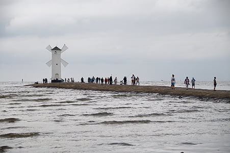 mlyn, Baltského mora, Świnoujście, Staw mlyny, turistov, poľský more
