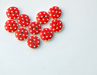 buttons, heart, needlework, red, hobby, love, heart shape