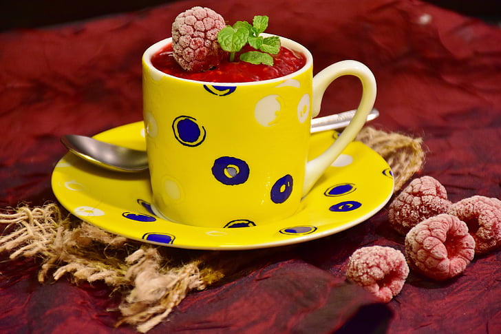 raspberries, sorbet, raspberry sorbet, dessert, benefit from, delicious, frisch