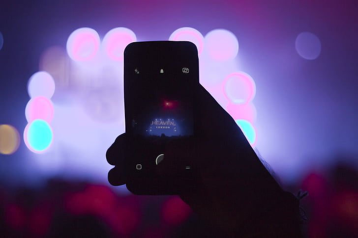 càmera, Concert, Ball, mà, iPhone, música en viu, música