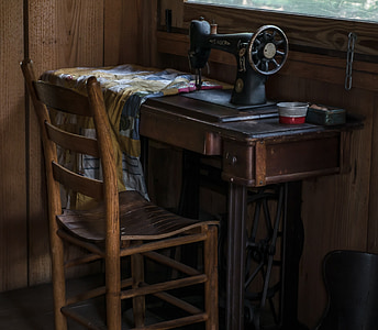 colonial, de costura, velho, antiguidade, máquina de costura, ft Natal, Florida