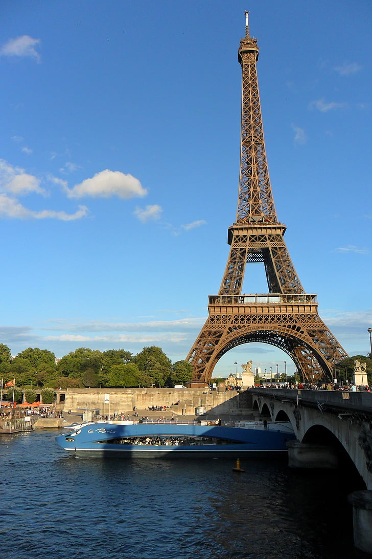 Eifelio bokštas, Paryžius, Prancūzija, bokštas, dizainas,, plieninis rėmas, Rodyti