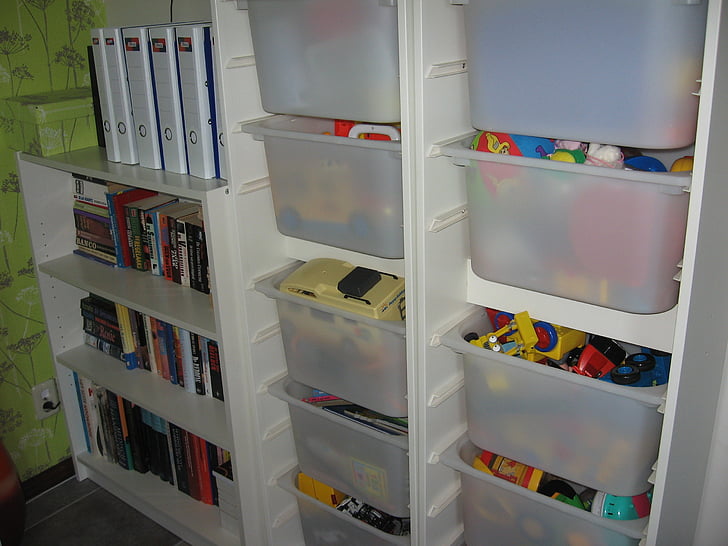 mänguasjad, kapp, organizen, riiul, külmik, Raamaturiiul, siseruumides