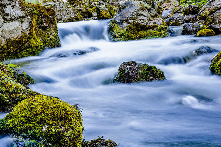 torrent, water, mountain, river, clear, rock, nature