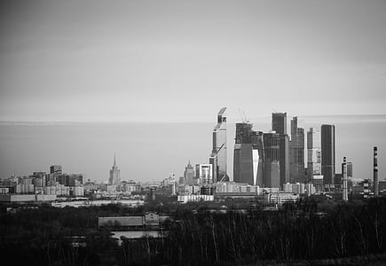 Москва, град, сгради, архитектура, изглед, панорама на града