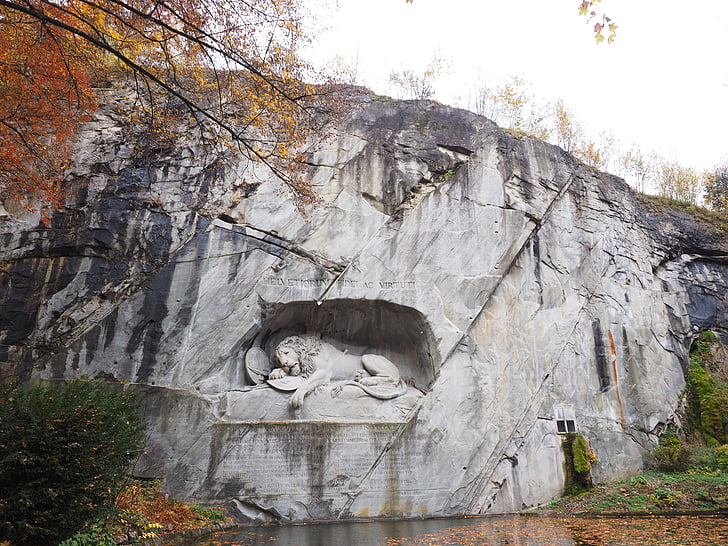 monument del Lleó, Monument, Lleó, morint, relleu, Swiss conservació, estirat