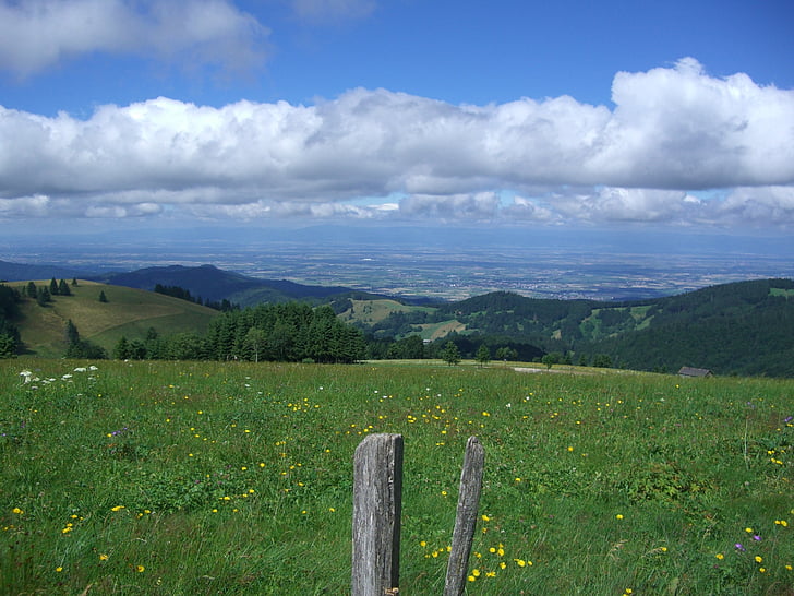 zrzutu, Münstertal, Dolina Renu, chmury, Natura, scena, wzgórze