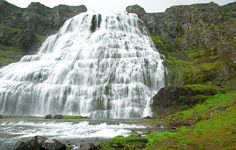Islandia, dynjandi, Cascade, air terjun, Sungai, alam, air