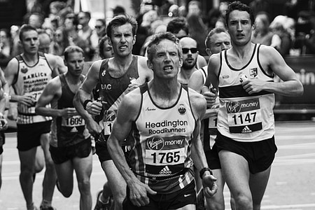 London marathon, stanovenie, zameranie, bežci