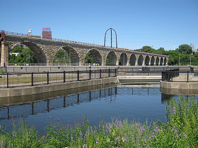 Minneapolis, híd, Minnesota, folyó, Mississippi, belváros, város
