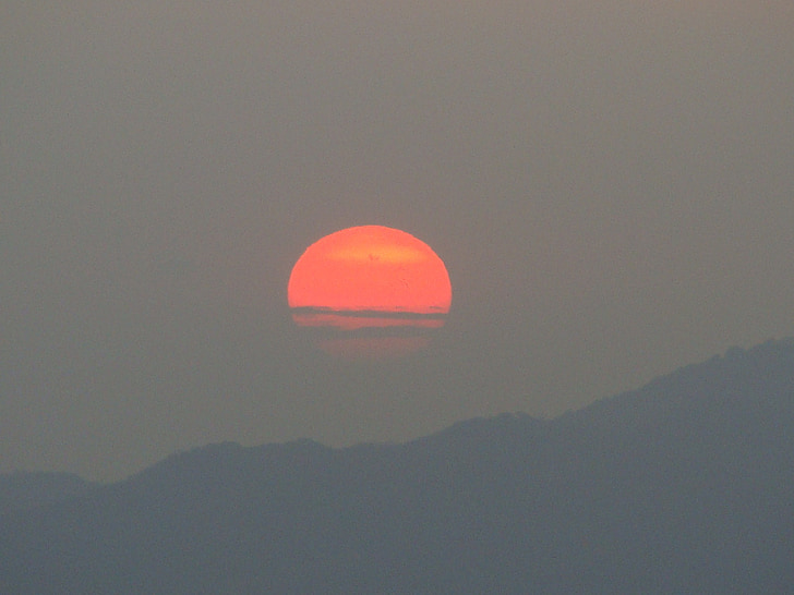 red sun, sunset