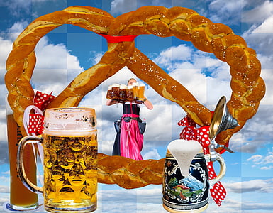 Oktoberfest, bière, Breze, bretzel, Bavière, Munich, tradition
