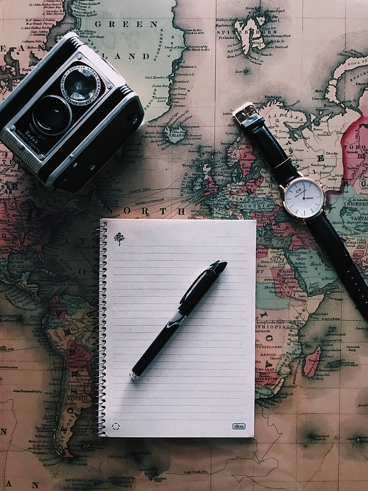 globale, Mappa, Geografia, Viaggi, Notebook, scrivere, penna
