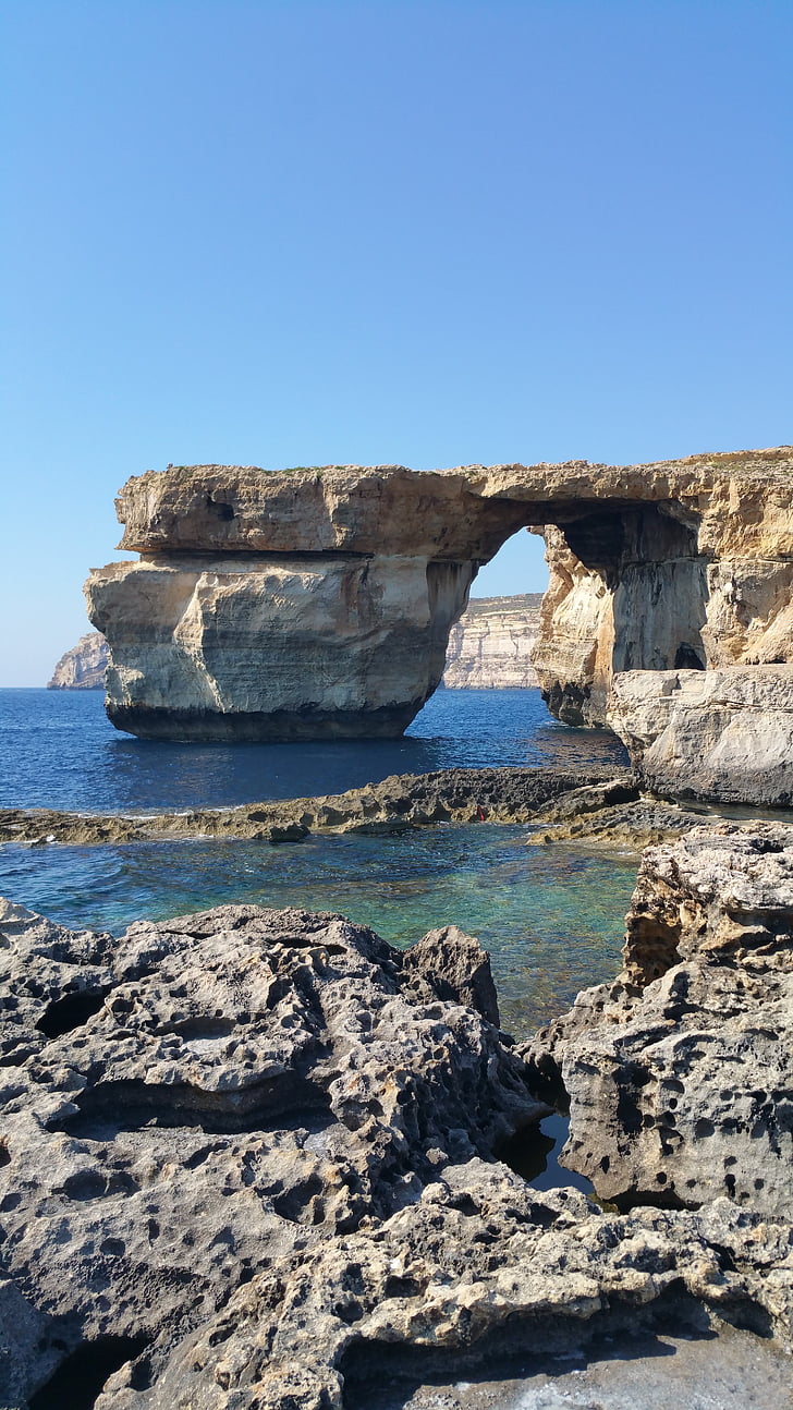 Gozo, illa, atzur, finestra blaves