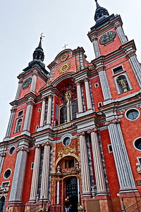 Église, spires, entrée, façade, orné, Cathédrale, architecture