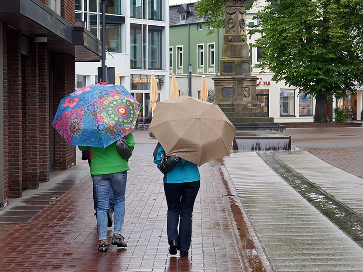 порожній, дощ, паршивий погодних, Шопінг, triste гумор, дощ, парасольки