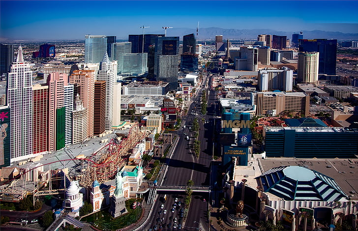 las vegas, Nevada, města, městský, Panorama, budovy, Centrum města