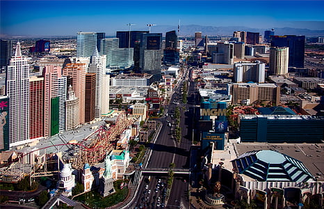 las vegas, Nevada, städer, Urban, Skyline, byggnader, Downtown