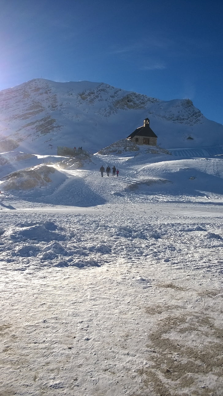 jég, Zugspitze, hó, schneefernerhaus, téli, természet, hegyi
