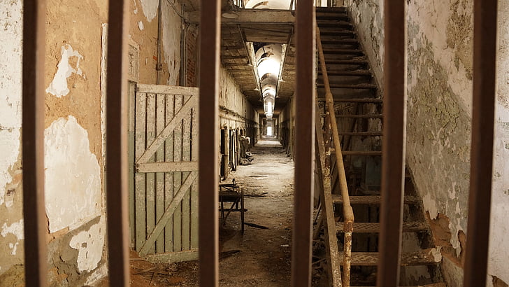 prison, Ruin, barres, escaliers, rouille, prison, vieux