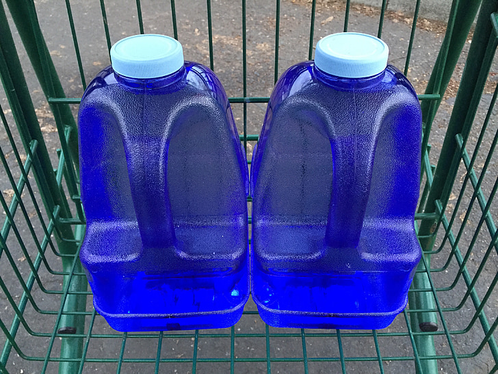 gallon, behållare, blå, flaska, vatten, dryck, plast