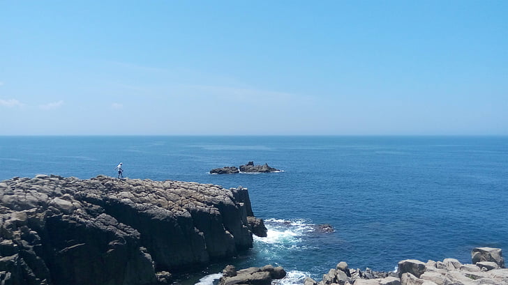 calm, cliff, coast, horizon, nature, ocean, rocks