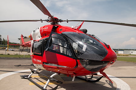 Eurocopter, 145, ec145, helikopter, röd, Stäng, Rescue helikopter