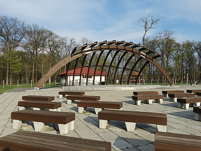 Park, amfiteater, bänk, scen, Craiova