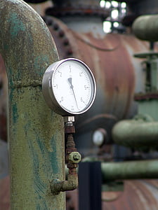 pressione, fabbrica, industria, tubo - tubo, valvola di macchina, pipeline, calibro