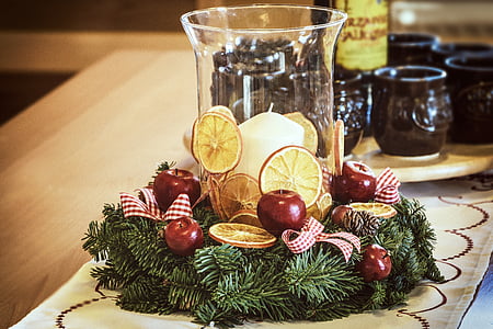 Коледна украса, реколта, ретро, аналогов, Коледа, традицията на, дървена маса