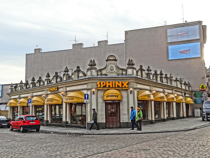 Bydgoszcz, Sphinx, restaurant, bar, steak house, bâtiment, rue