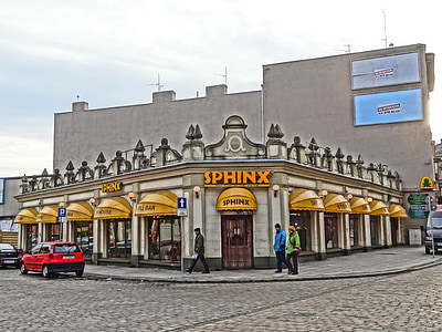 Bydgoszcz, Sfinksas, restoranas, baras, Steak house, pastatas, gatvė