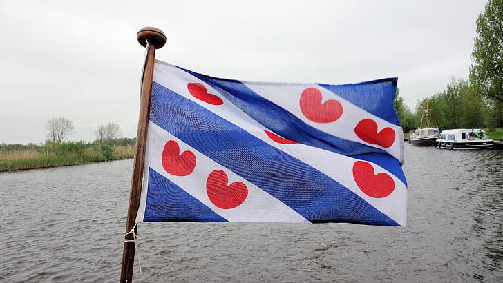 bandiera, Frisia, foglie di Ninfea, Fryslân