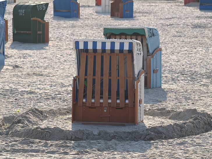 παραλία καρέκλα, παραλία, Βόρεια θάλασσα, Ενοικιαζόμενα, στη θάλασσα, ριγέ, παραλία με άμμο